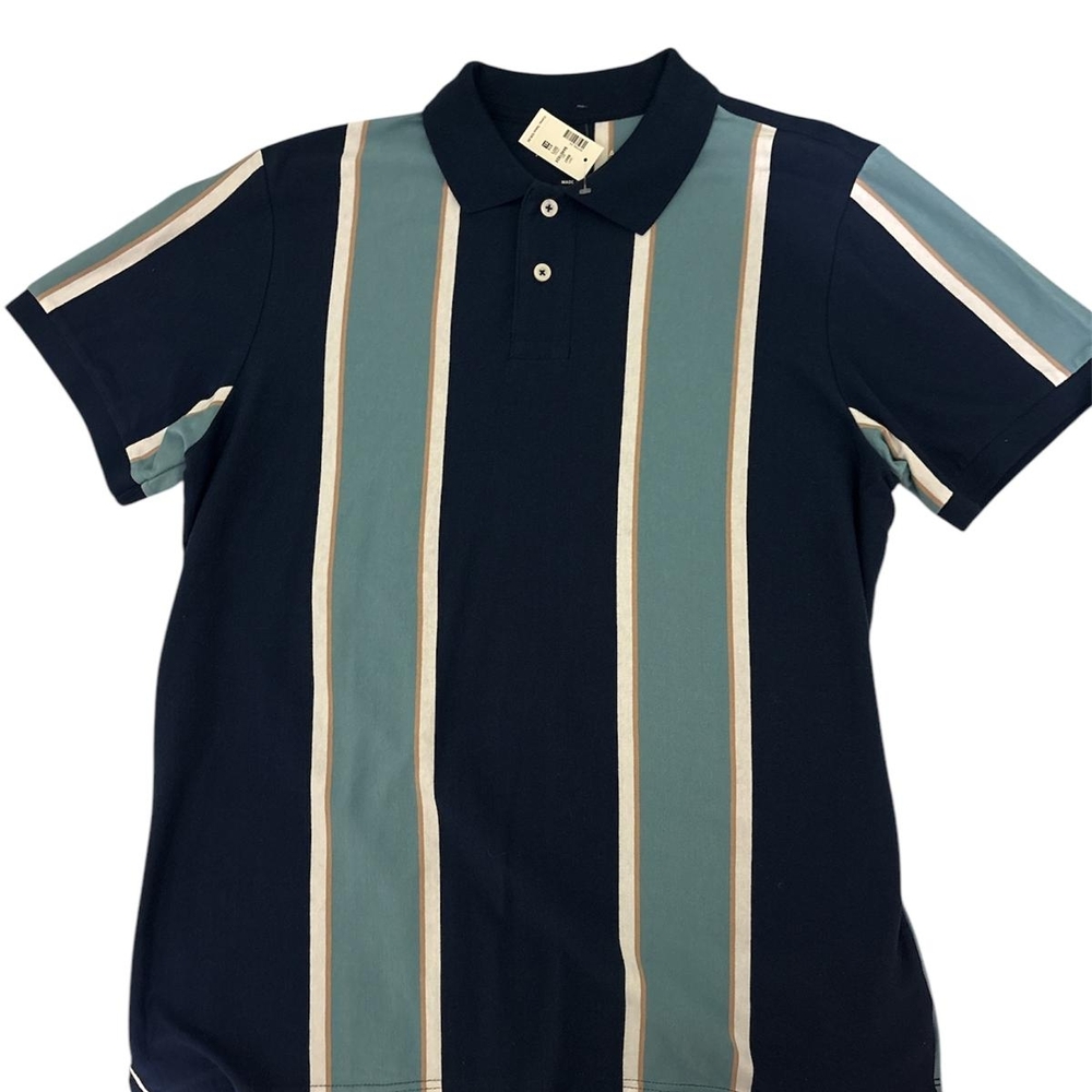 Striped Polo Shirt in Blue and Green